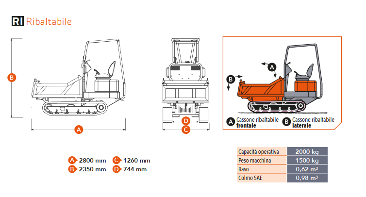 Cormidi C200 - Dumper cingolato 2000 kg | Made in Italy - 6