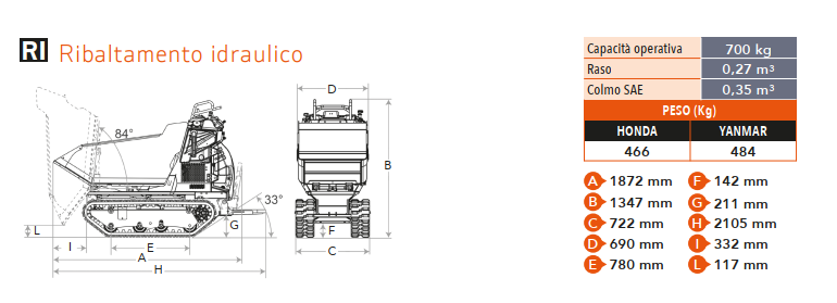 Cormidi C7X - Dumper cingolato 700 kg | Made in Italy - 7