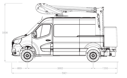 Piattaforma aerea elettrica da 13,80 m su Renault Master E-tech KL38P troncato - 4
